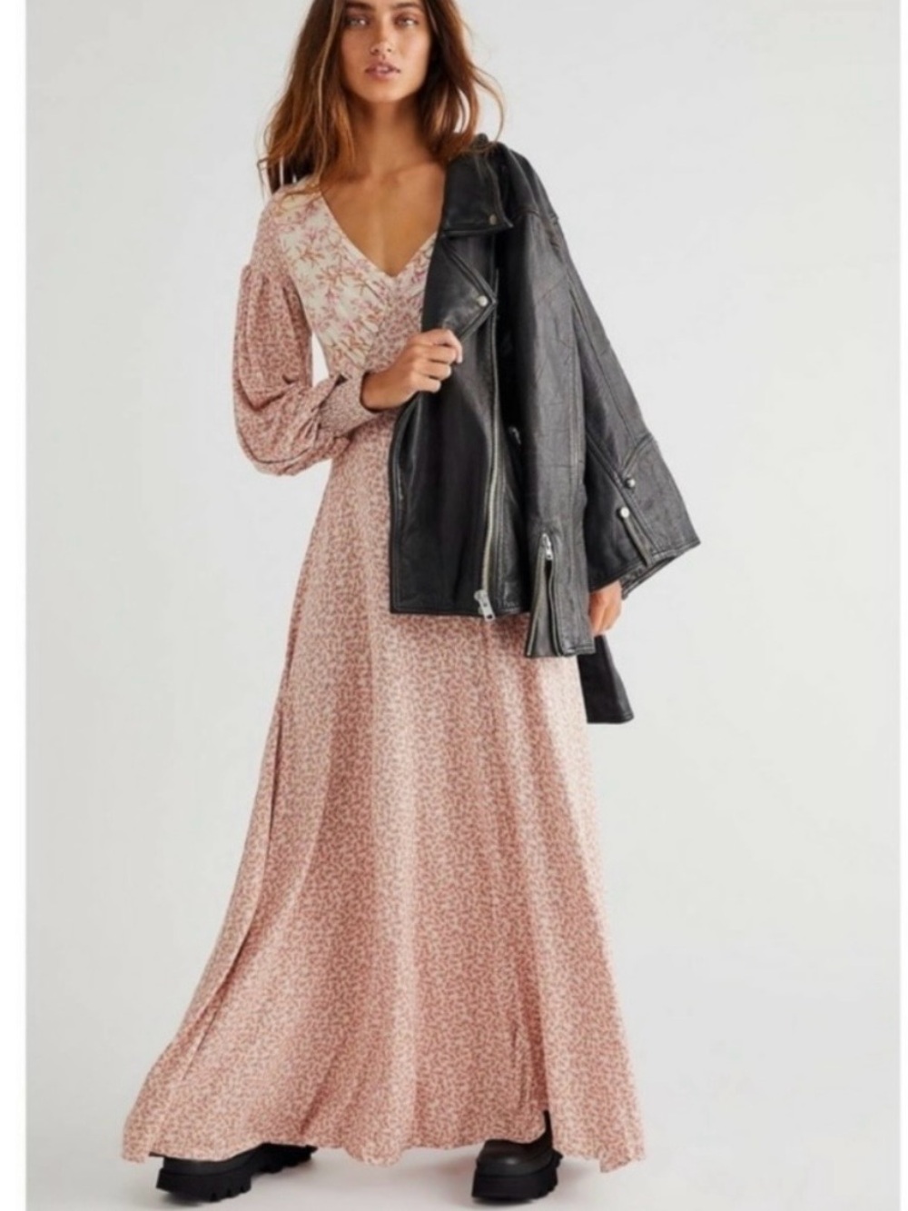 Free People Pink Love Story Maxi Dress Medium Romantic Dreamy